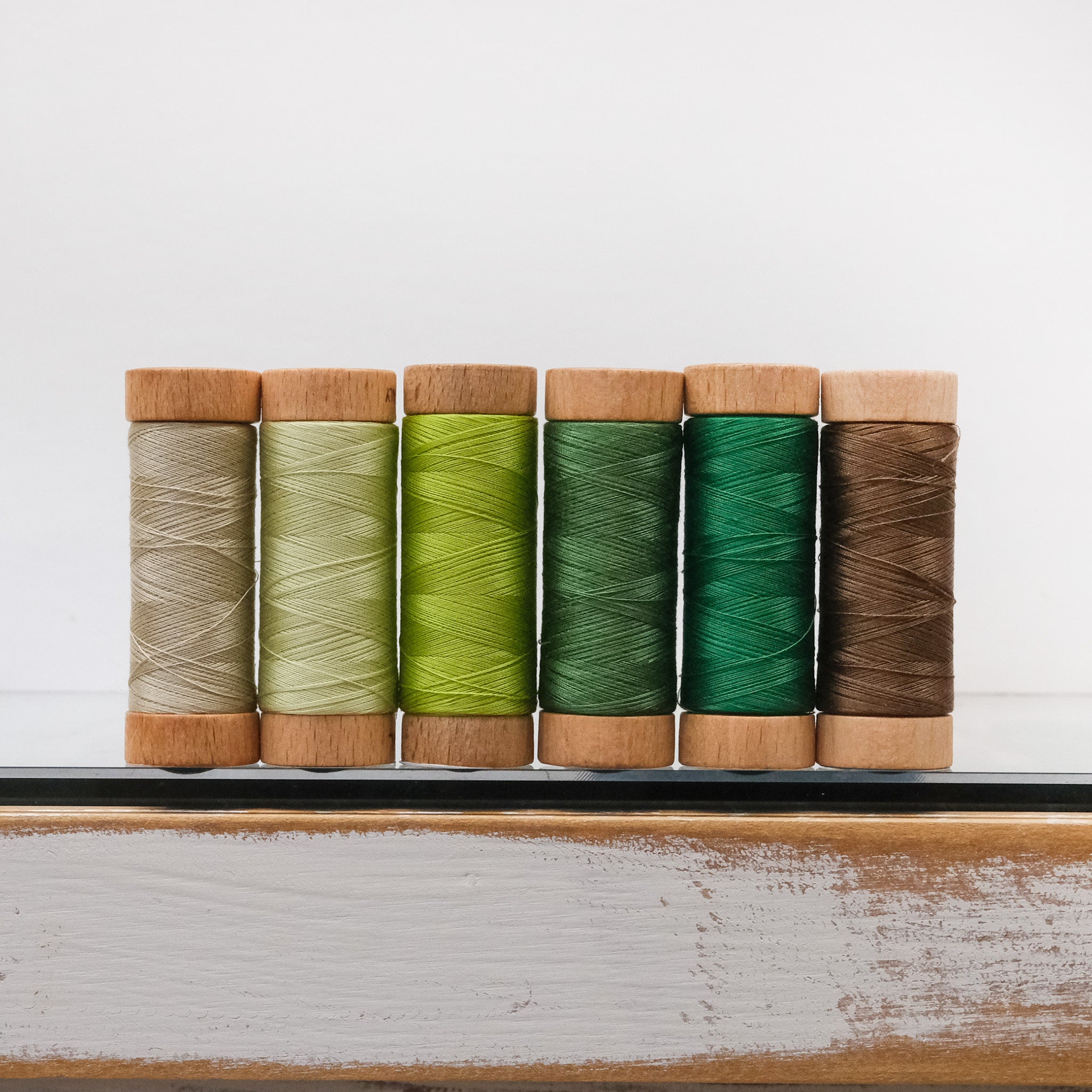 Aurifil 80wt Tan Green Brown - Set of 6