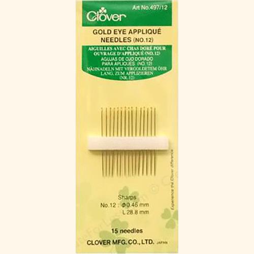Clover Gold Eye Sharp Applique Needles Size 12 Piece O' Cake Designs