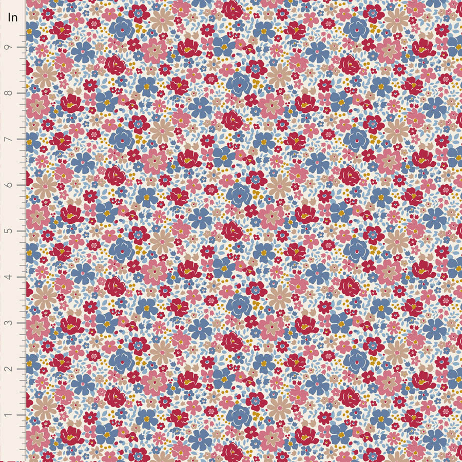 Tilda Village Life Fat Quarter Bundle (Set of 5) - Burgundy