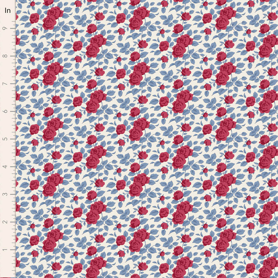 Tilda Village Life Fat Quarter Bundle (Set of 5) - Burgundy