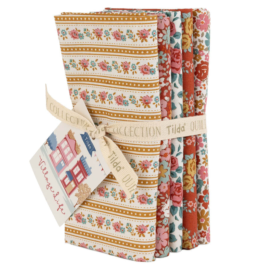 Tilda Village Life Fat Quarter Bundle (Set of 5) - Rust