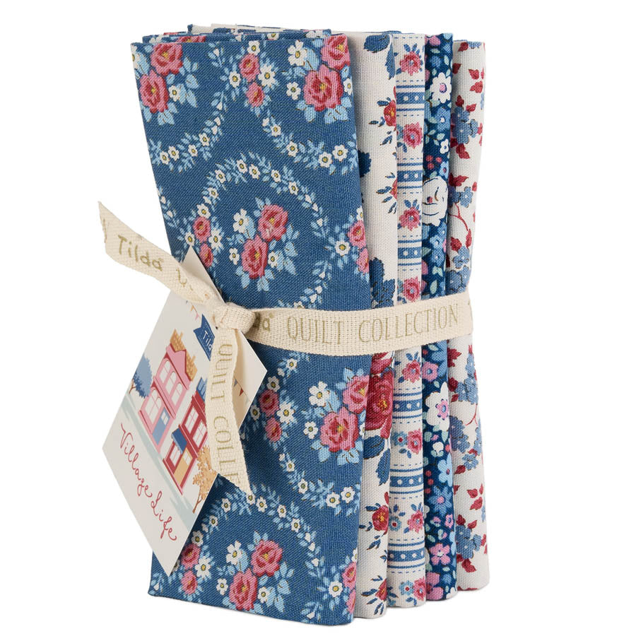Tilda Village Life Fat Quarter Bundle (Set of 5) - Blues