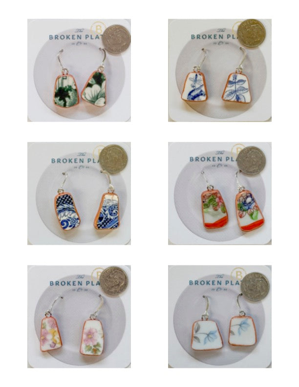 Broken Plate Dangle Earrings
