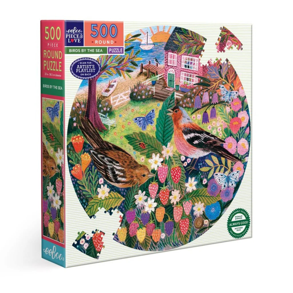 Birds by the Sea 500 Piece Round Puzzle