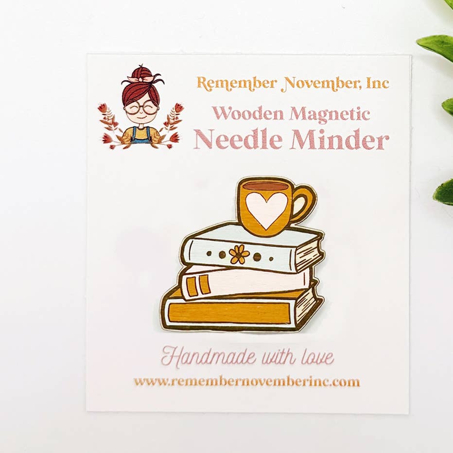 Wooden Magnetic Needle Minder - Books & Mug