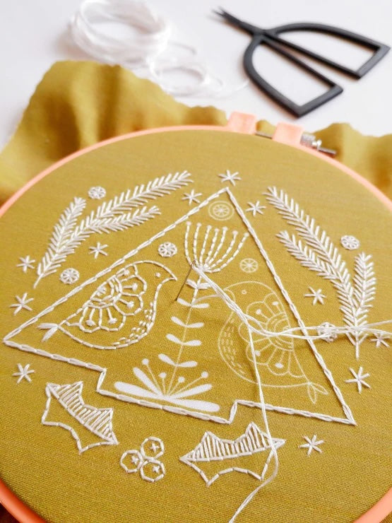 Folk Holiday Birds Embroidery Kit