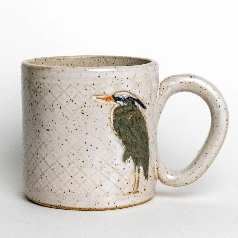 Handmade Ceramic 10oz Mug - Blue Heron