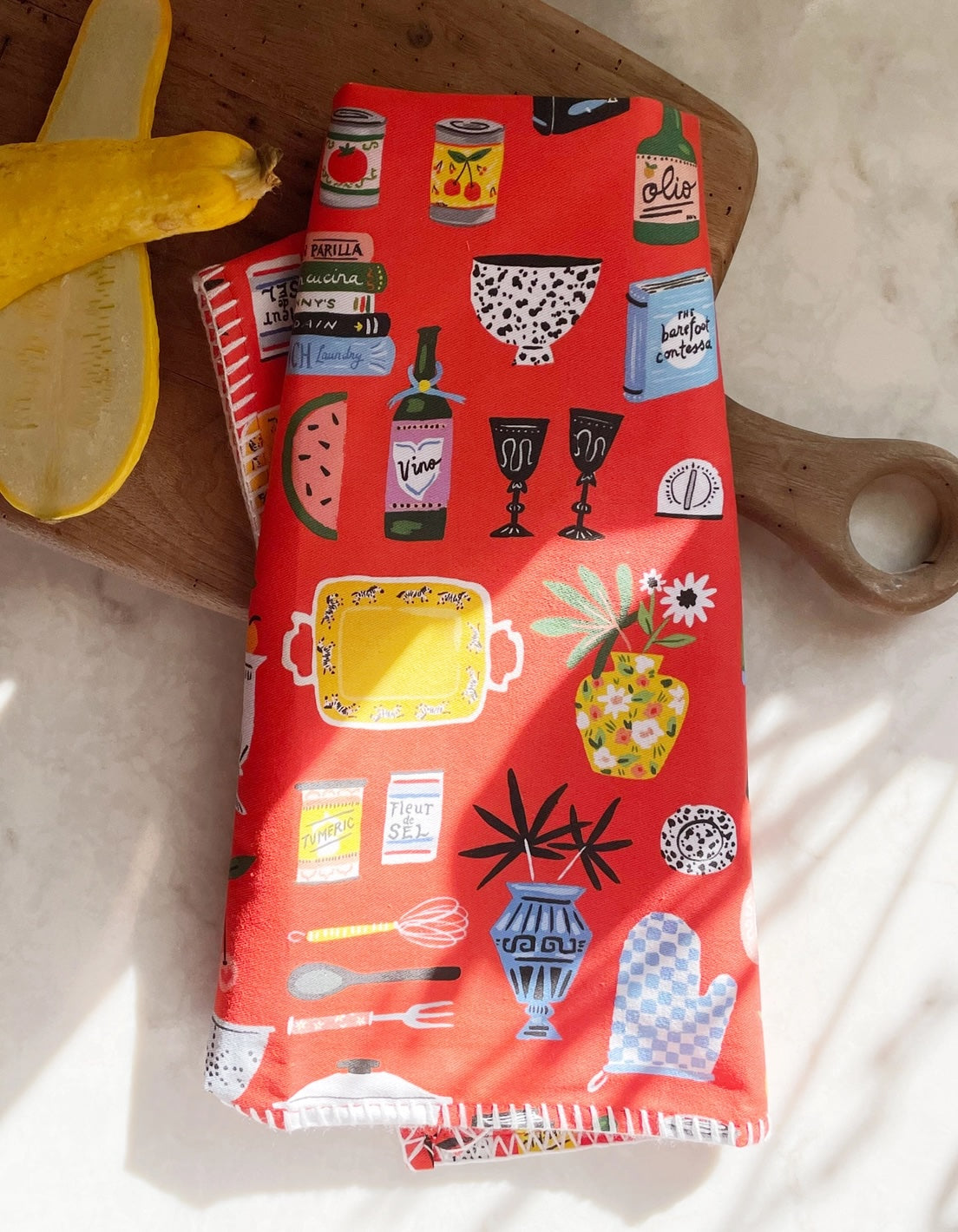 Kitchen Shelf - Embroidered Cotton Tea Towel