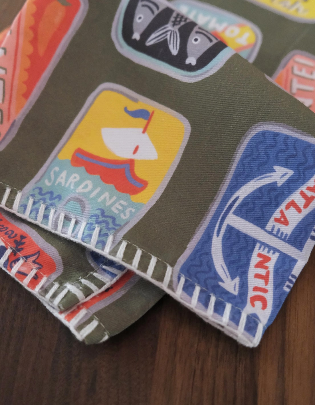 Tinned Fish - Embroidered Cotton Tea Towel