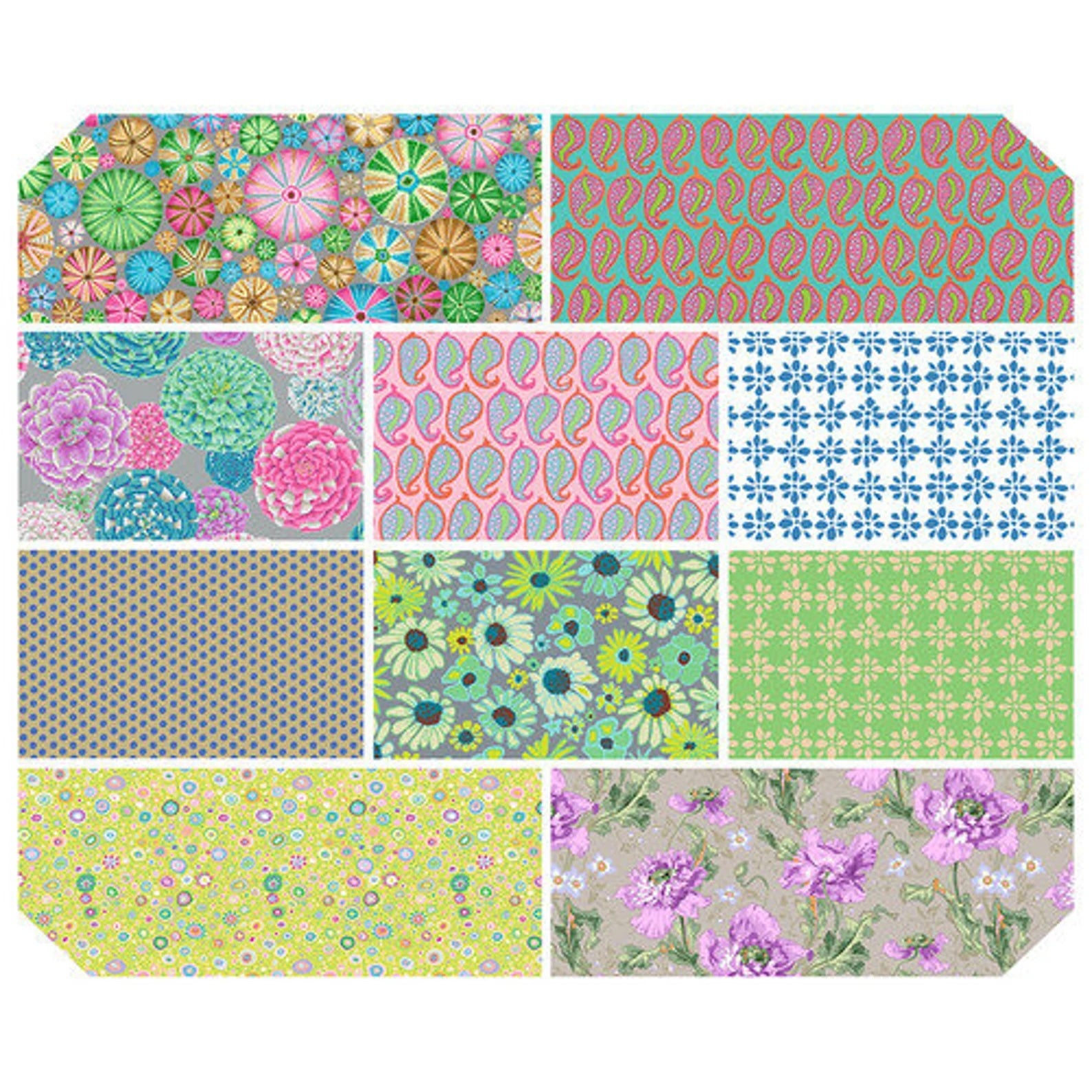 Light Set of 10 Fat Quarters by Kaffe Fassett