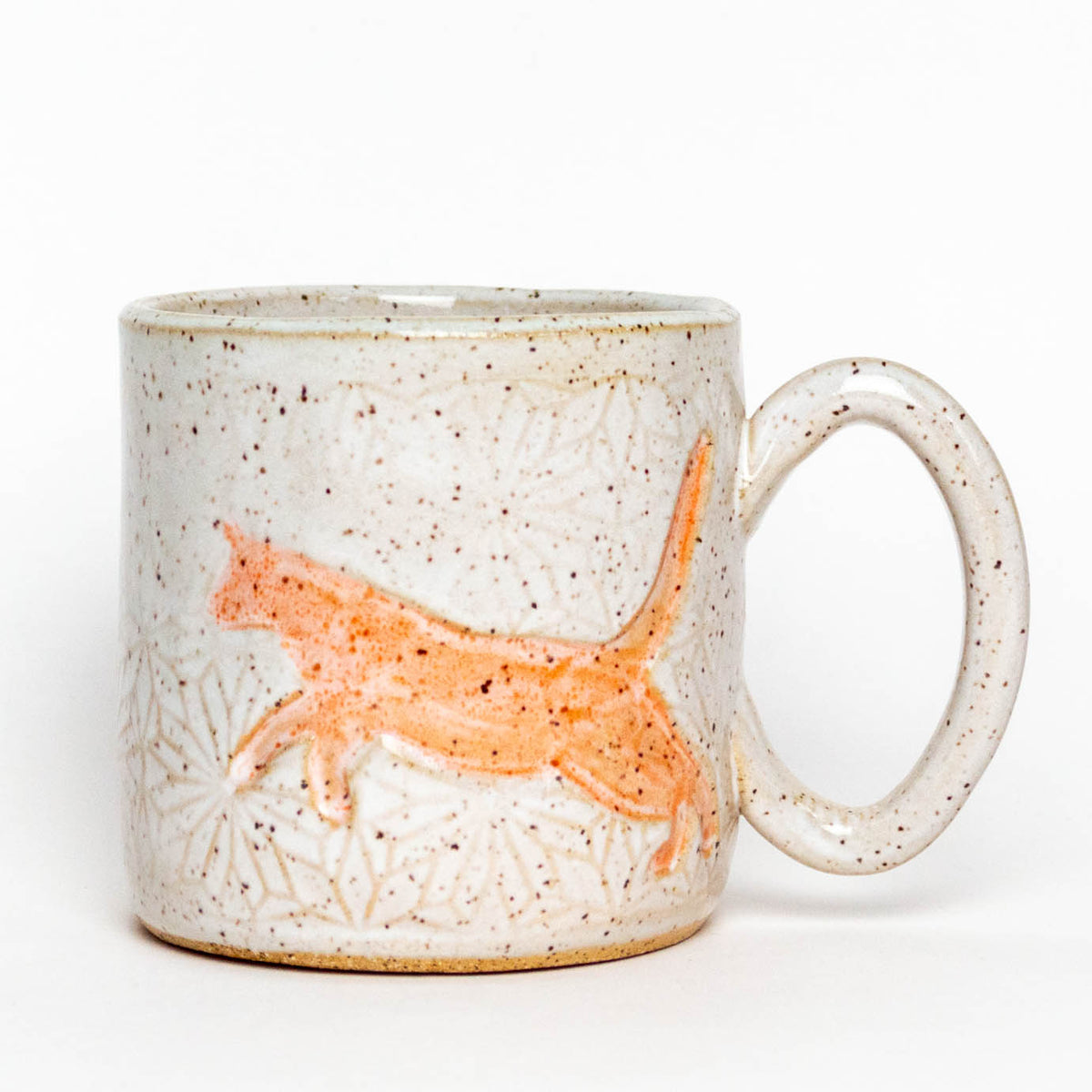 Handmade Ceramic 10oz Mug - Orange Cat