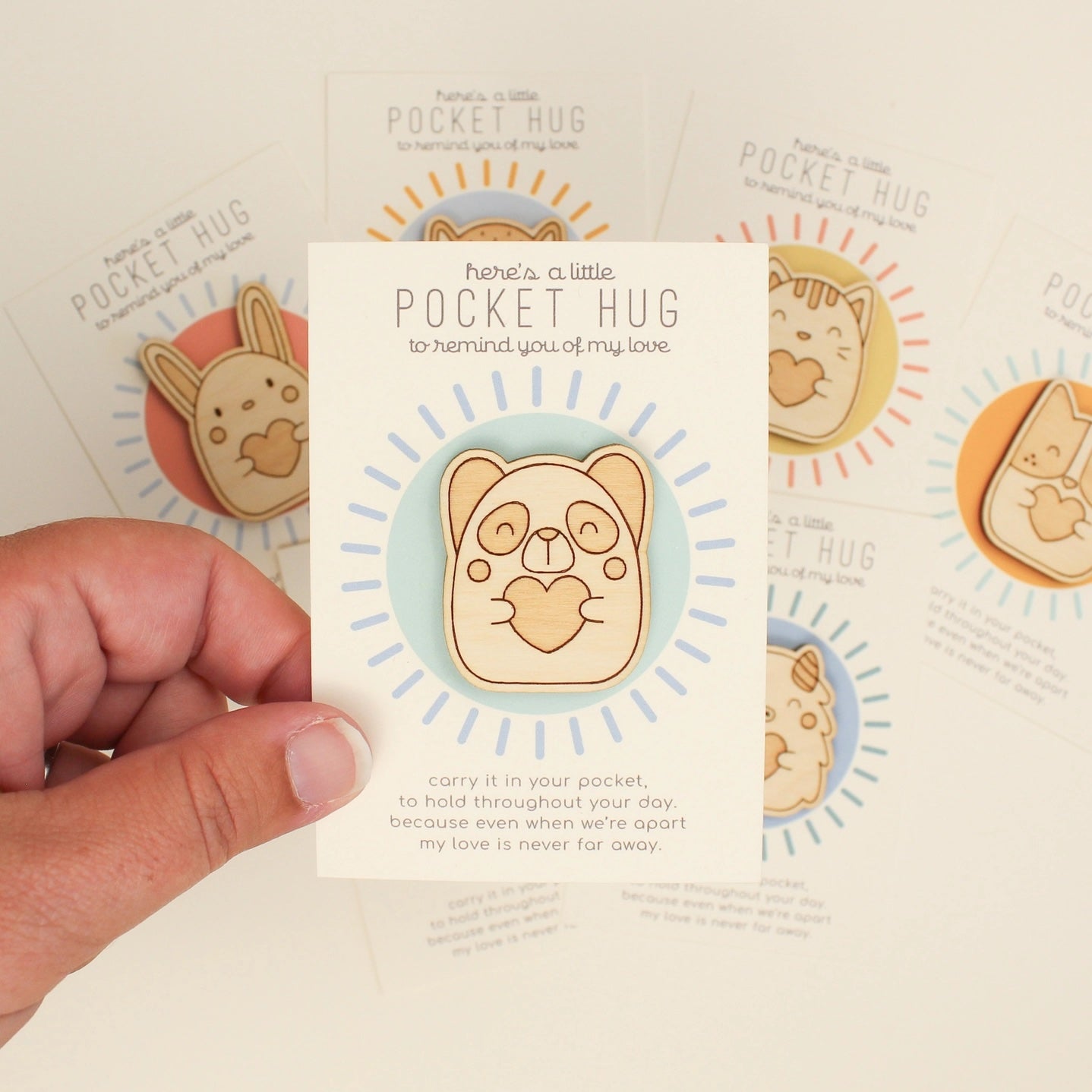 Wood Pocket Hugs (Various Cute Options)