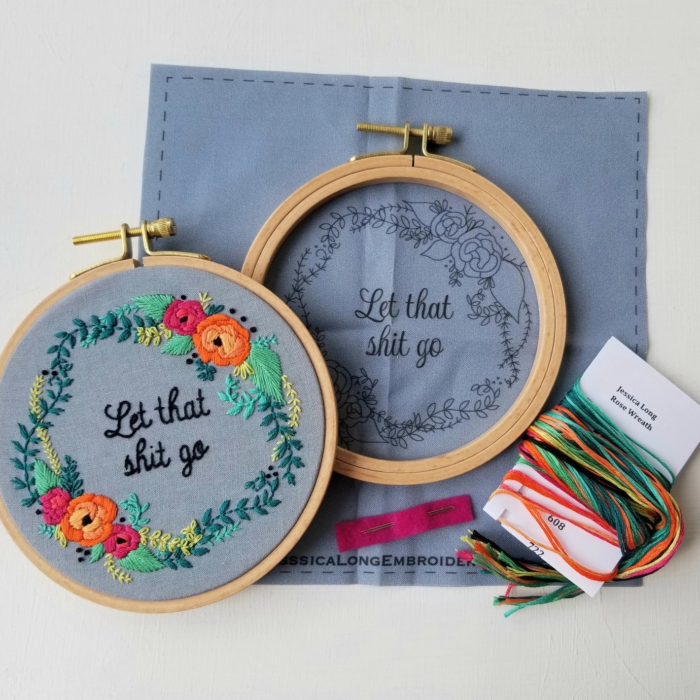 Rose Wreath Embroidery Kit