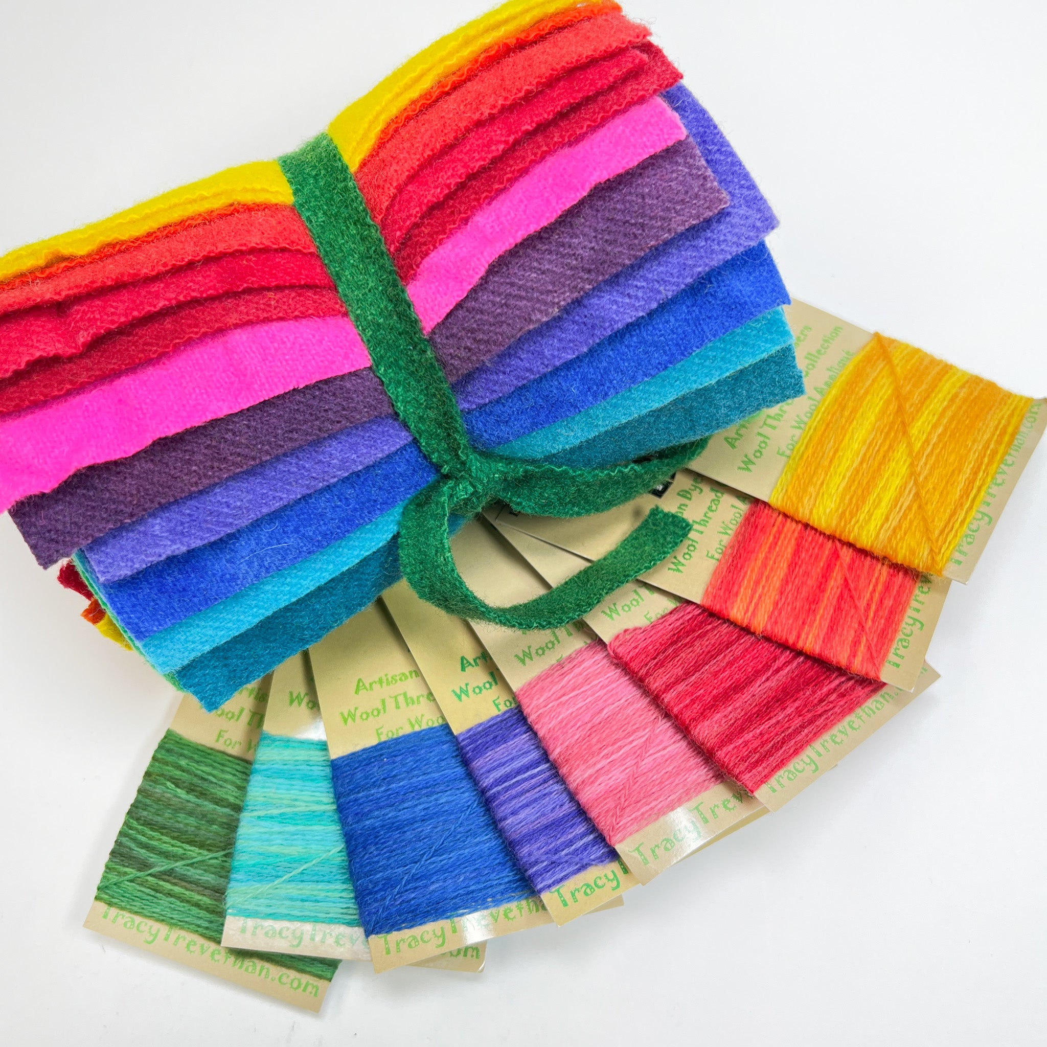 Hand Dyed 100% Wool Thread Rainbow Set