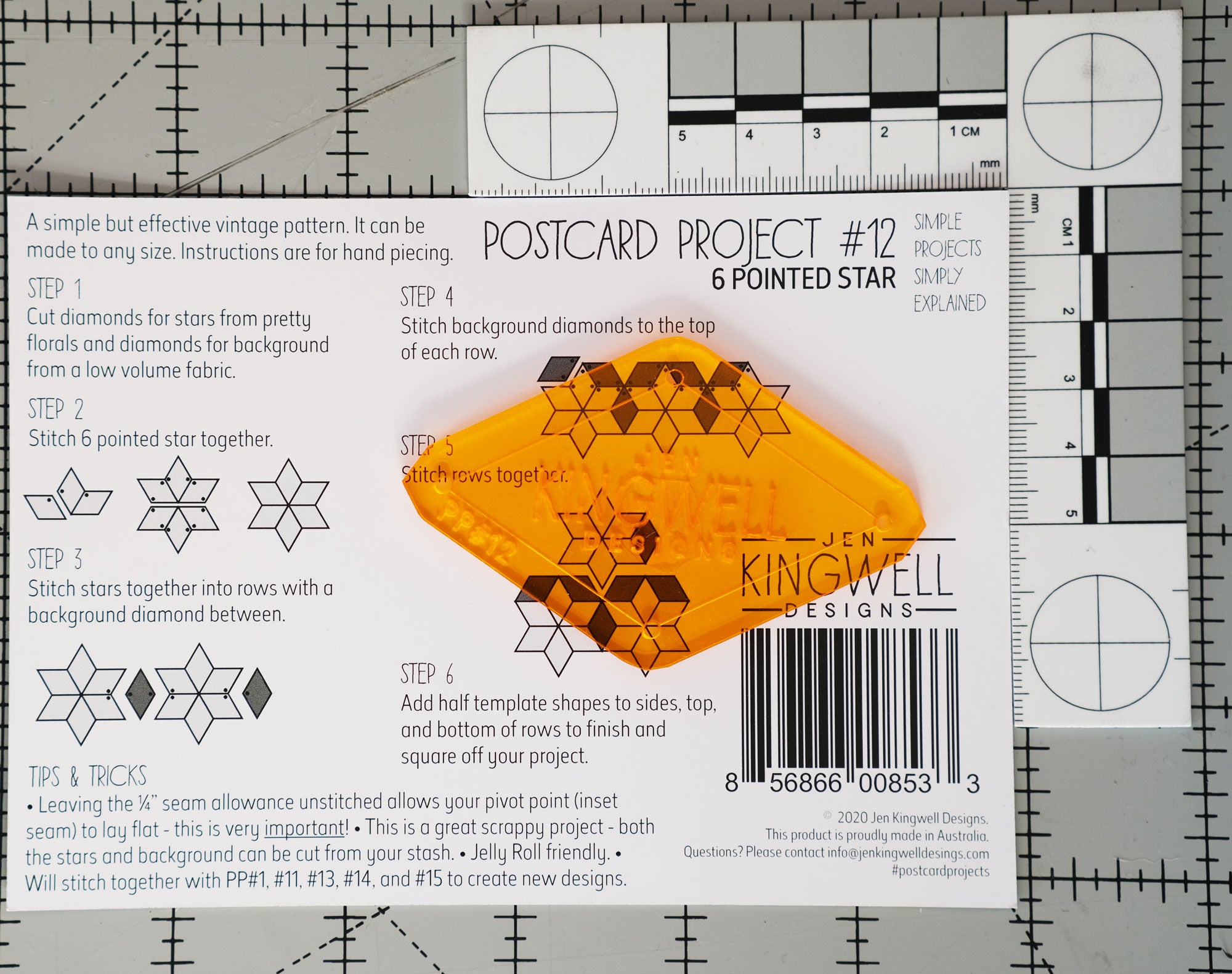 Postcard Project #12: 6 Pointed Star from Jen Kingwell Designs